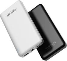 2-Pack Portable Charger, Slimmer 10000mAh 15W Power Bank, 1-Black&White 