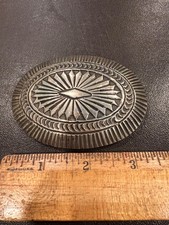 Vintage Native American Signed Sterling Concho Belt Buckle