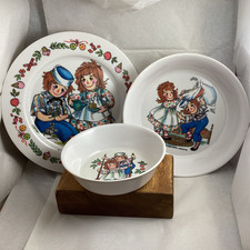 Oneida Deluxe Raggedy Ann  Andy Baby Plate  Bowl Set White Multicolor 3119