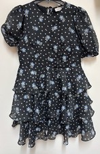 Sandy Liang x Target SIZE XS Women's Black Floral Short Sleeve Tiered Dress