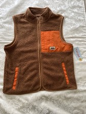 NWT Cat Jack Kids Sherpa Fleece Full-Zip Vest Clay Brown Orange Size L 10/12