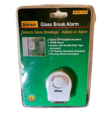 Home Safe Security Glass Break Alarm Loud 100db With Security Warning Sticker