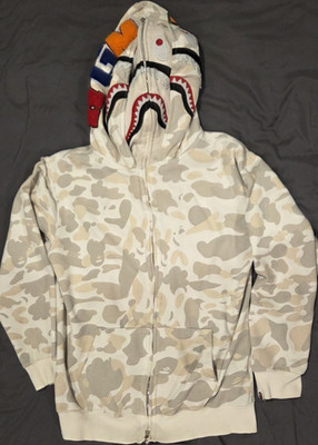 white camo BAPE hoodie - LARGE