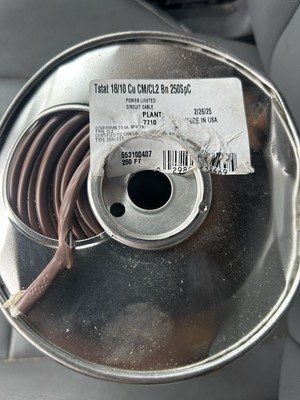 Thermostat Wire 3023211 553100407 18/10 Cu CM/CL2 Bn 250SpC 250 Feet 18 AWG 10C