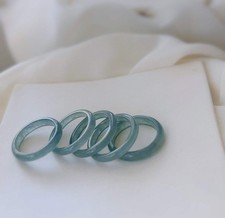 Genuine Burmese Jadeite Ring, Light Blue Jadeite Band, Icy Myanmar Jadeite Band