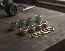 Skateboard Truck Hardware Kit, 16 Pc, 8mm x 6mm, Iron, Black Gold