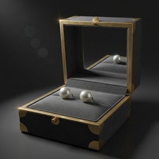 14K Solid White Gold 6mm Crystal Pearl Stud Earrings Classic White Pearl Gift