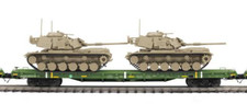 MTH Premier 20-92285C - US Army Desert 60' Flat Car w/2 M60 Tanks NEW^ O-Scale