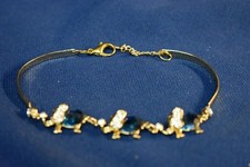 Australian Crystan Blue Elephant Bracelet 8" 18K G Filled