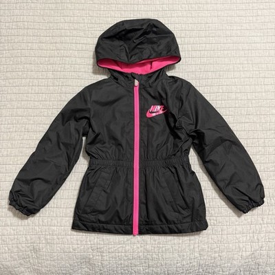 Nike Little Girl's Zip-Up Hooded Winter Anorak Jacket Black Size 4 XS