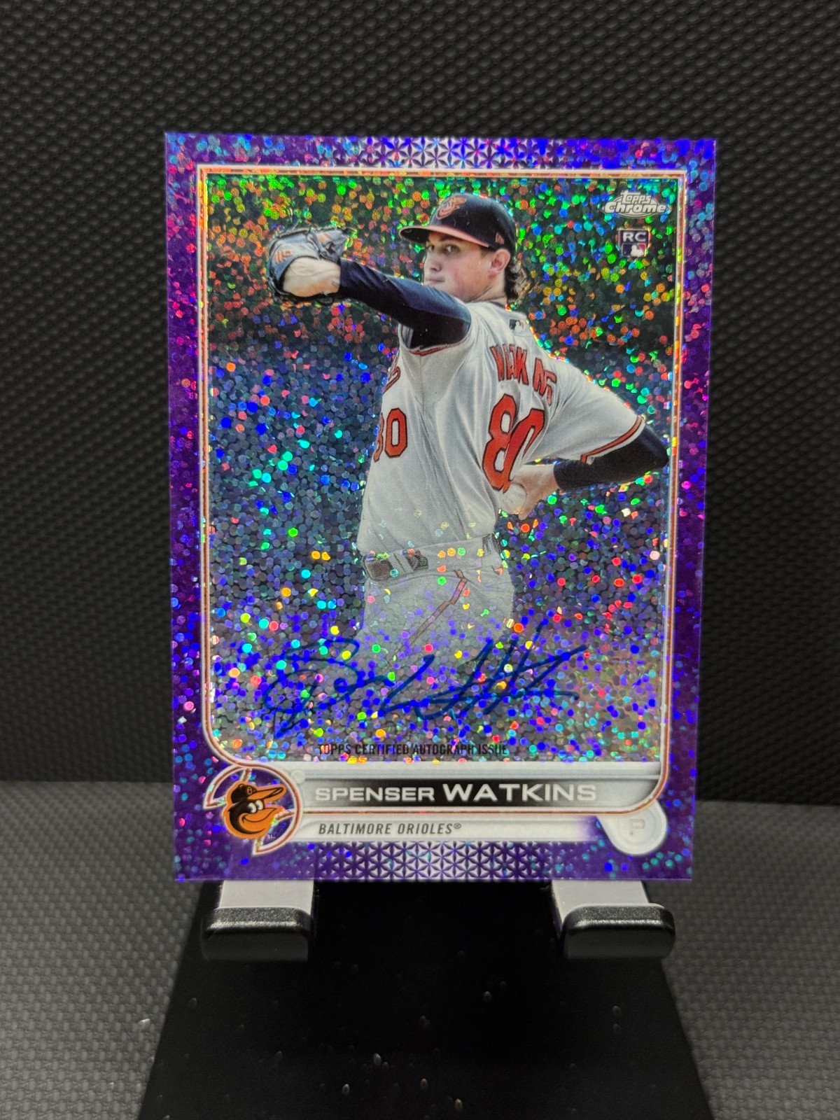 2022 Topps Chrome Spenser Watkins /299 Purple Speckle RC Auto #RA-SW Orioles