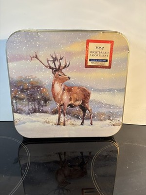 Tesco Shortbread Sortimentsdose: Rentier / Schneeszene LEERE DOSE OHNE INHALT