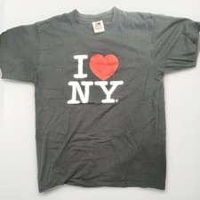 I Love NY Black T Shirt Large
