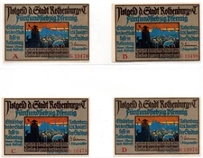 1921 Germany Rothenburg Notgeld 4 Note Set (2079)