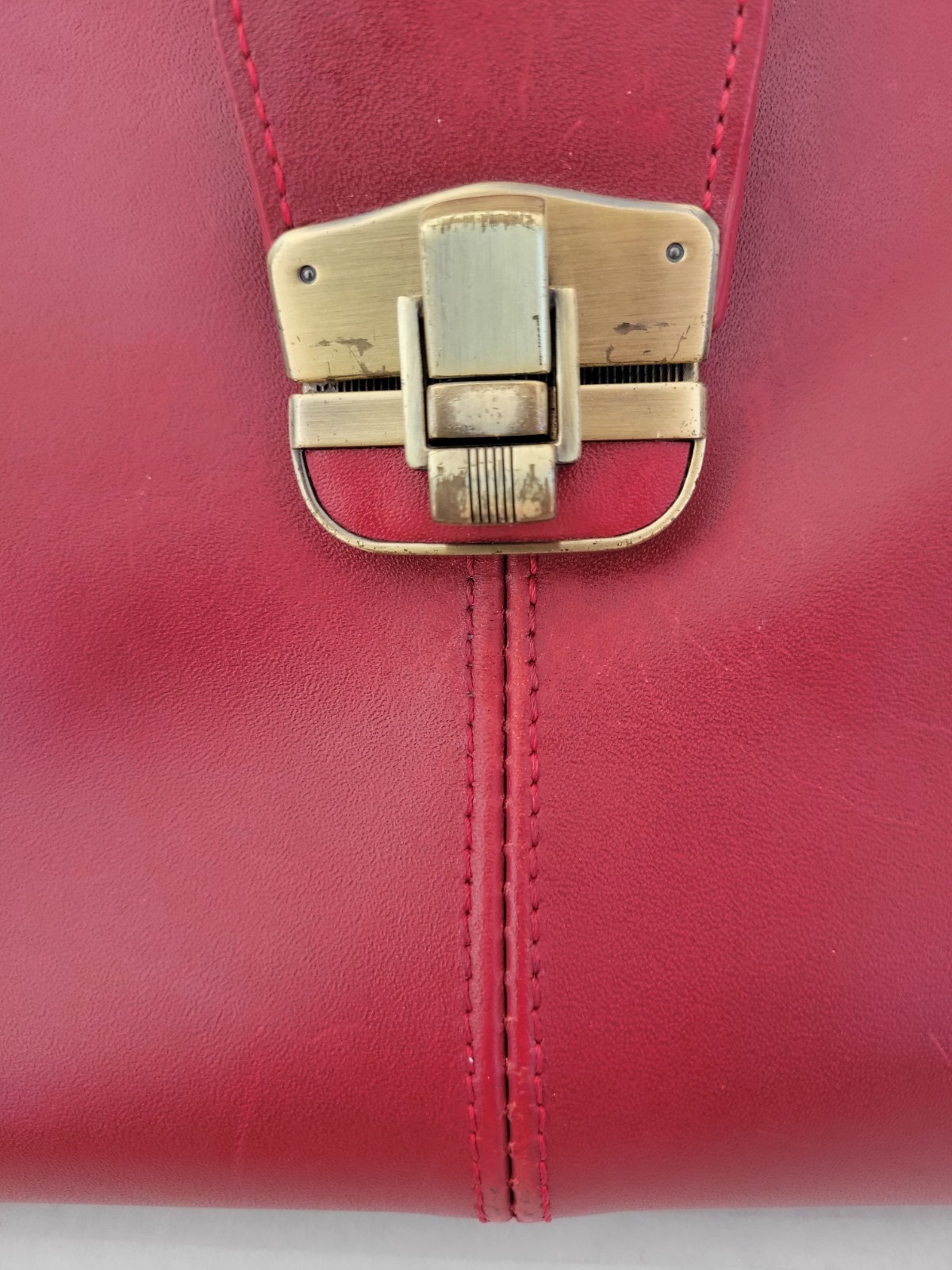 Ameri Leather Red Doctors Bag Handbag Crossbody P… - image 6