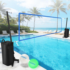 Pool Volleyball Net, Heavy-Duty Pool Volleyball Set with 2 Pool Volleyballs, Sta