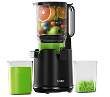 Cold Press Juicer 5.8" Extra Wide Chute, 250W Masticating Juicer, Raven Black