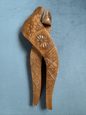 Vintage Nutcracker Hand Chip Carved Wood Wooden Folk Art