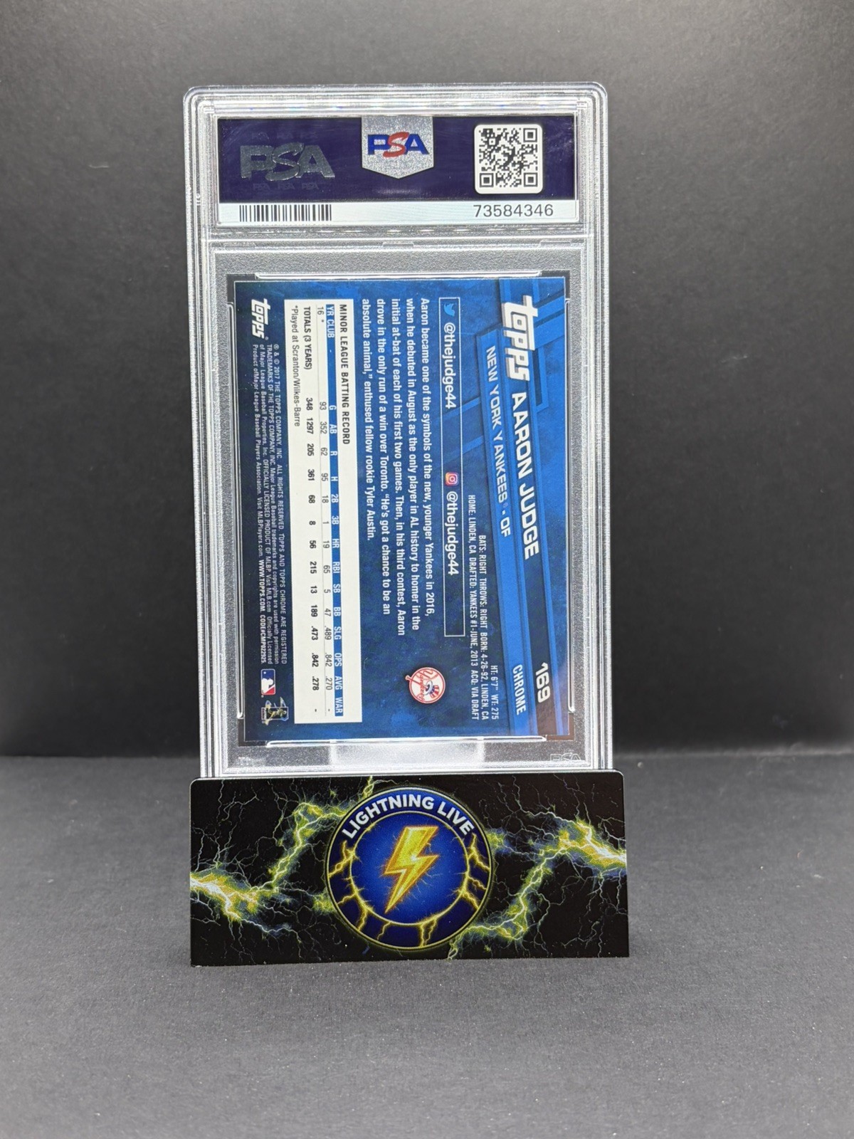 2017 Topps Chrome Aaron Judge RC #169 PSA 10 view 2