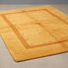 Tappeto Gabbeh Vintage Cotone Lana Nodo Grosso Giallo 140 x 200 cm Originale