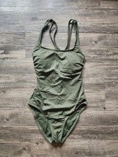 Hurley Olive Green Ribbed Strappy One-Piece Swimsuit