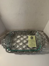 Arthur Court Aluminium Magnolia Flower Rectangular Casserole Server & Pyrex Dish