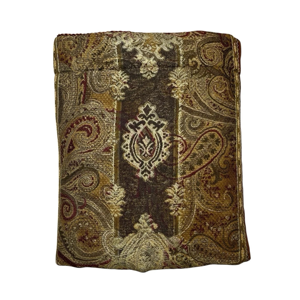 Cubierta Croscill Damasco Rayas Paisley Rollo Euro Simula Borgoña Verde Dorado Foto 2 de 4