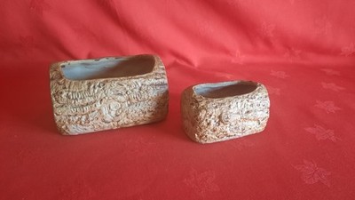 Zwei Vitry Ware Studiokeramik Übertopf 30er Jahre Vintage Log Design
