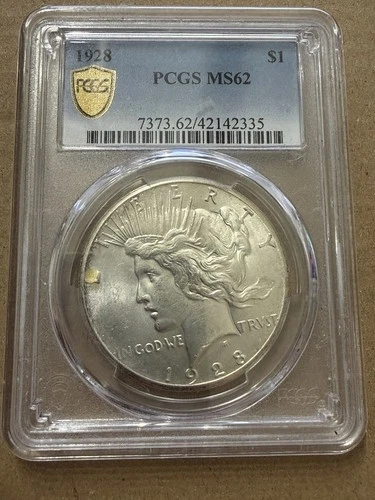 1928 Peace Dollar PCGS MS62 Gold Shield Key Date Philadelphia Silver Dollar