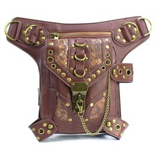 Steampunk Crossbody Shoulder Bag Messenger Gothic Waist Fanny Pack Chain Drop...