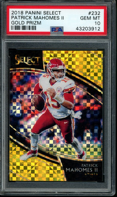 2018 Panini Select #66 Patrick Mahomes Gold Prizm /10 PSA 10