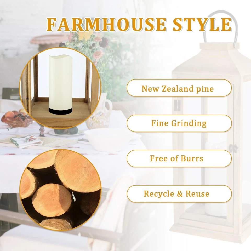 Pacote com 2 lanternas decorativas - 27,5 polegadas lanternas de pinho da Nova Zelândia decorativas com... - Imagem 4 de 4