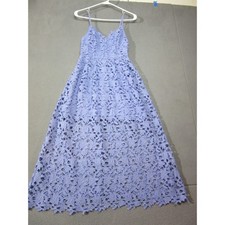ASTR The Label Lace Midi Dress Womens Small Blue Floral Crochet V-Neck Strappy