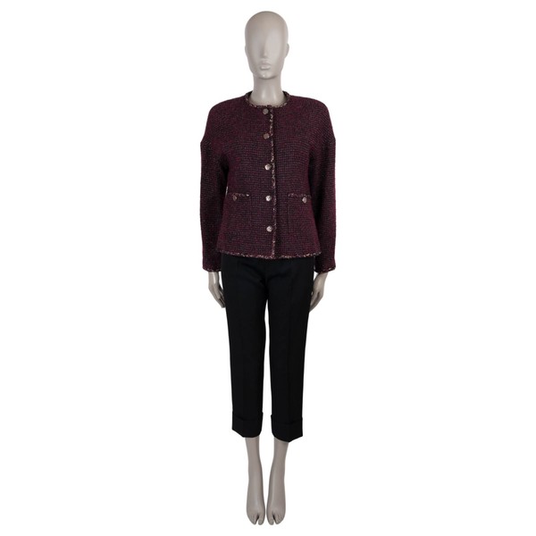 73177 authentisches CHANEL Sakko Himbeere Wolle 22A FLORENCE TWEED 40 M