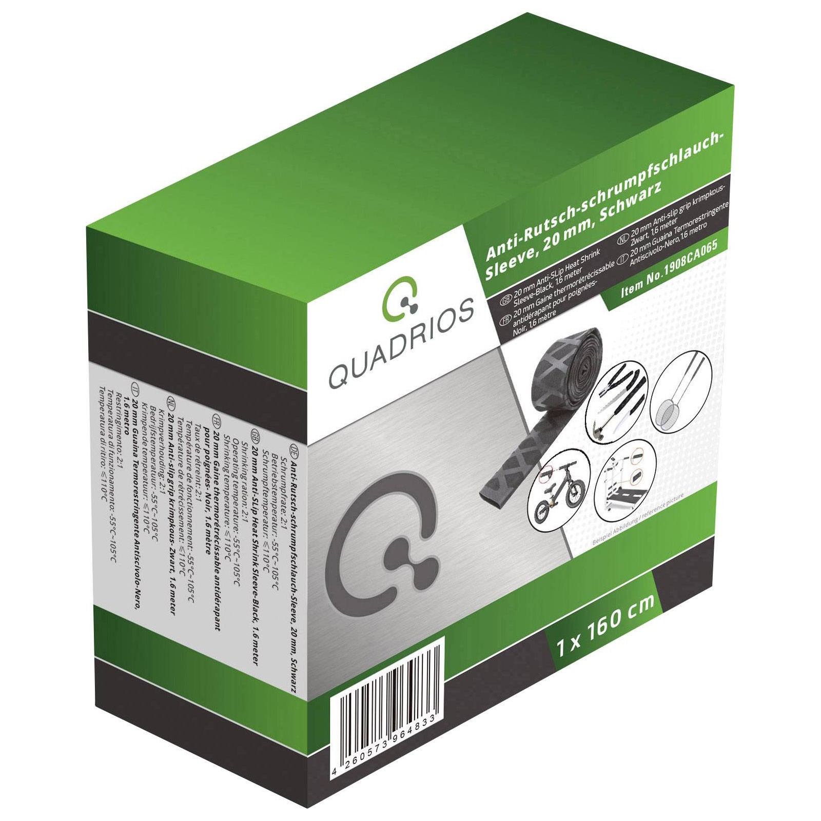 Quadrios Heatshrink Black 20mm 10mm 2:1 1.6m Ideal for Grips
