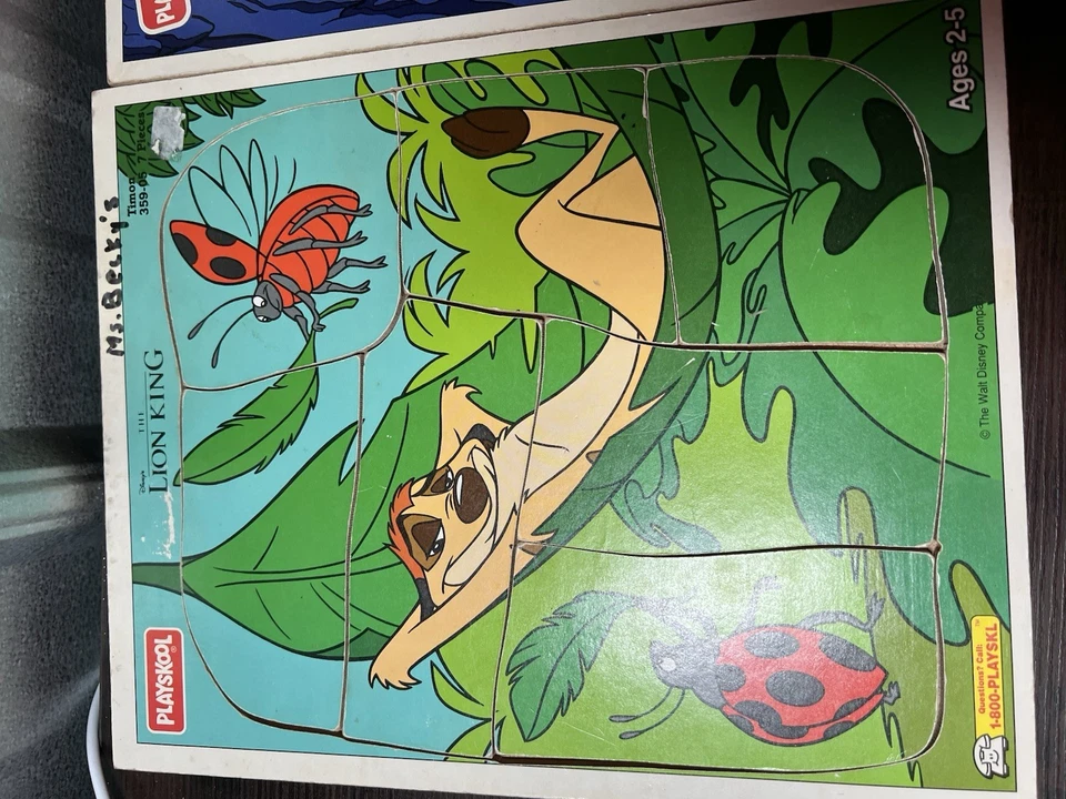 Playskool & DISNEY Vintage Wooden Puzzle LOT OF  2 Aladdin And The Lion King - Image 2 of 4