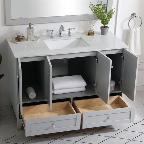 Elegant Decor Sommerville 48" Single Quartz Top Bathroom Vanity in Gray - Picture 8 of 15