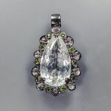 Handarbeit Schmuck 38 ct Natur Quarz Anhänger 925 Sterling Silber /NP53030