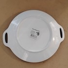 Round Ceramic Bake Dish w/ Handles, Glossy Botanical Leaf Pattern White/Green — photo 2