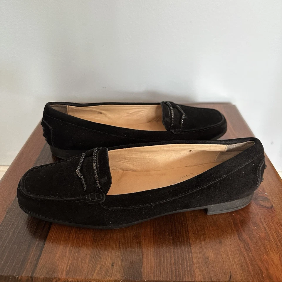 Mocasines Todd de gamuza negros con detalles de estrás para mujer talla 9,5 planos Foto 4 de 4