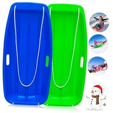 Snow Sled,Plastic Snow Sled for Kids and Adults,35" Classical Heavy Blue&Green