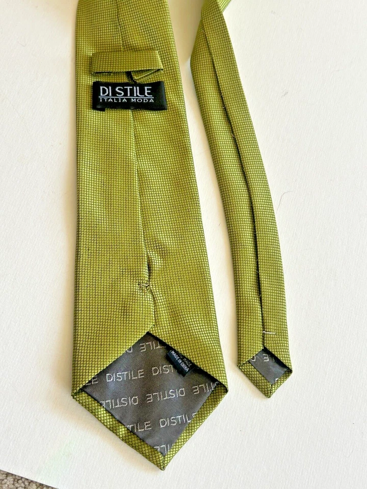 Di Stile Italia Moda Amarillo Verde Corbata Cadena Eslabón Patrón 58"x4" Foto 4 de 4