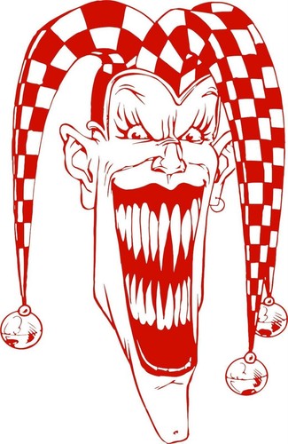 Jester Clown Mask Joker Fool Car Truck Window Vinyl Decal Sticker - Picture 1 of 2