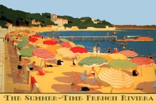 FRENCH RIVIERA Horizontal Beach France Travel Tourism Vint Poster Repro FREE SH