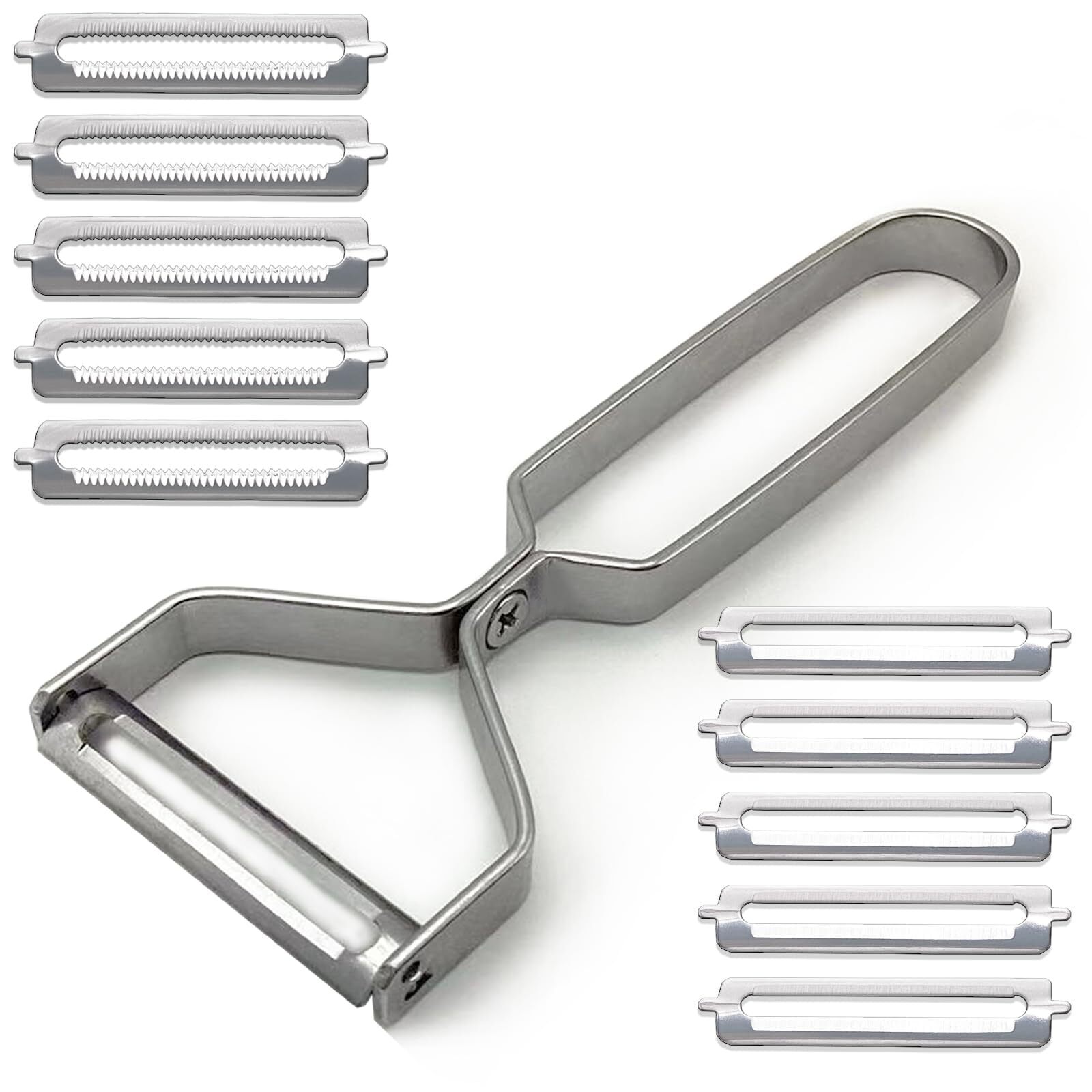 Vfrikor Metal Potato Peeler with 10PCS Replaceable Peeler Blades,Detachable Y S