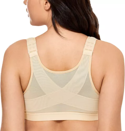 Women's Posture Corrector Bra Wireless Back Support Lift Up Front Closure Bra UK - Picture 19 of 24