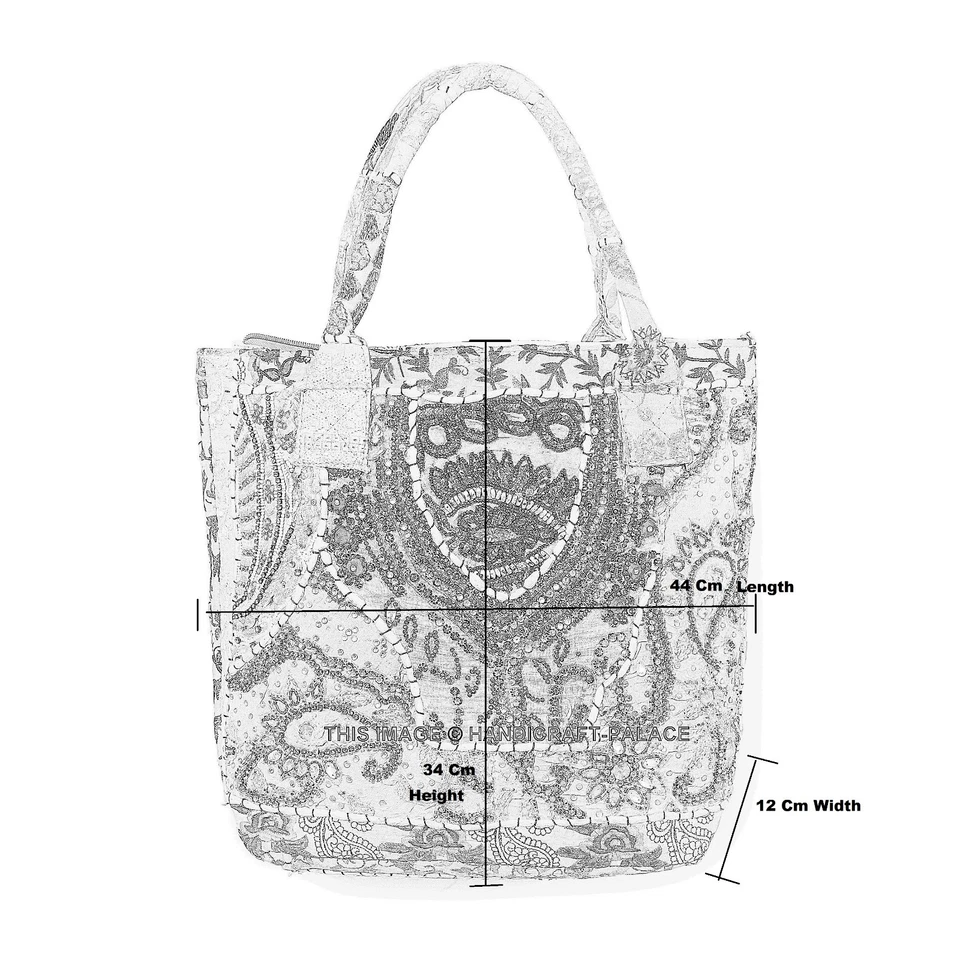 Bolso de hombro étnico bordado vintage hippie indio hecho a mano con retazos Foto 4 de 4