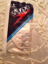 Speedo White Silicone Swim Cap Swimming One Size Dome Head Diving Water Sports