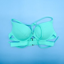 Victorias Secret Blue 32B Push-Up Underwired Padded Swim Bikini Top Swimsuit New