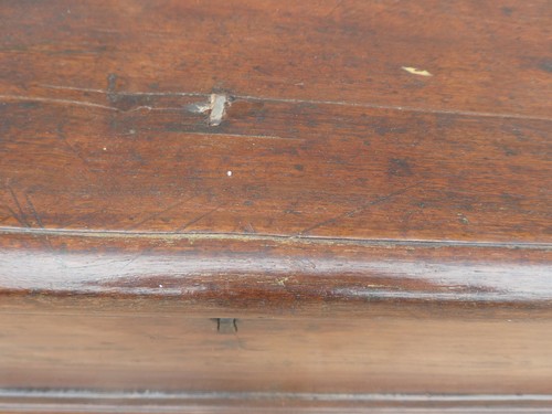 Cassapanca panca baule in legno di noce, primi '800 - L 109,5 cm! - Foto 10 di 14